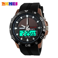 Watches Men Waterproof Solar Power Sports Casual Watch Man Men's Wristwatches 2 Time Zone Digital Quartz LED Clock Men