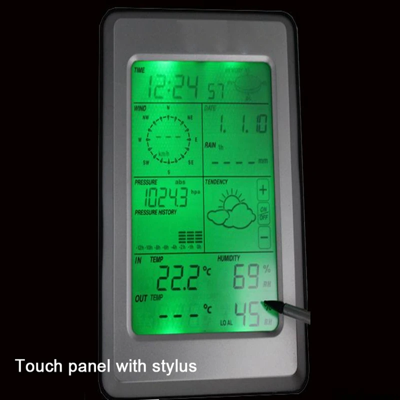 Pro Wireless Weather Station PC interface Touch Panel Solar sensor Hygrometer Humidity Rain Wind Pressure Weather Station Center