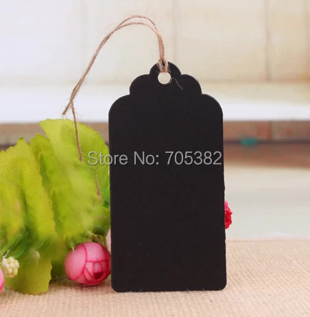 4.5 *9.5cm (With cord )  Black flower price tag Blank kraft tag Bookmarks Paper sewing garment tags Bookmark (aa-620)