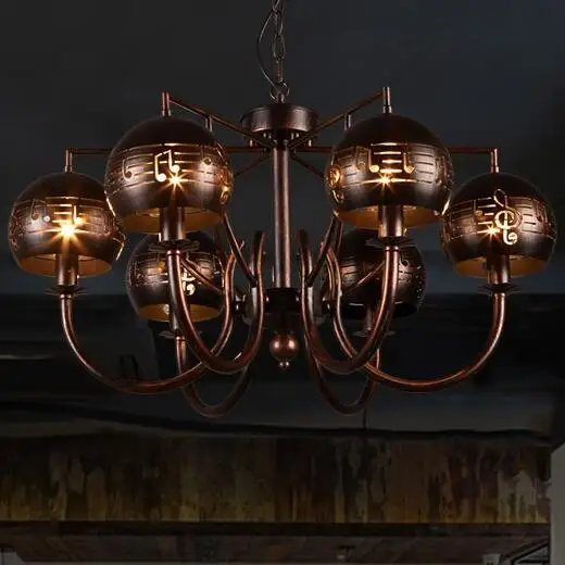 IWHD American Iron Lampara Vintage Pendant Lights Fixtures Loft Vintage Industal Vintage Lighting Lampen 6 Heads Hanging Lamp