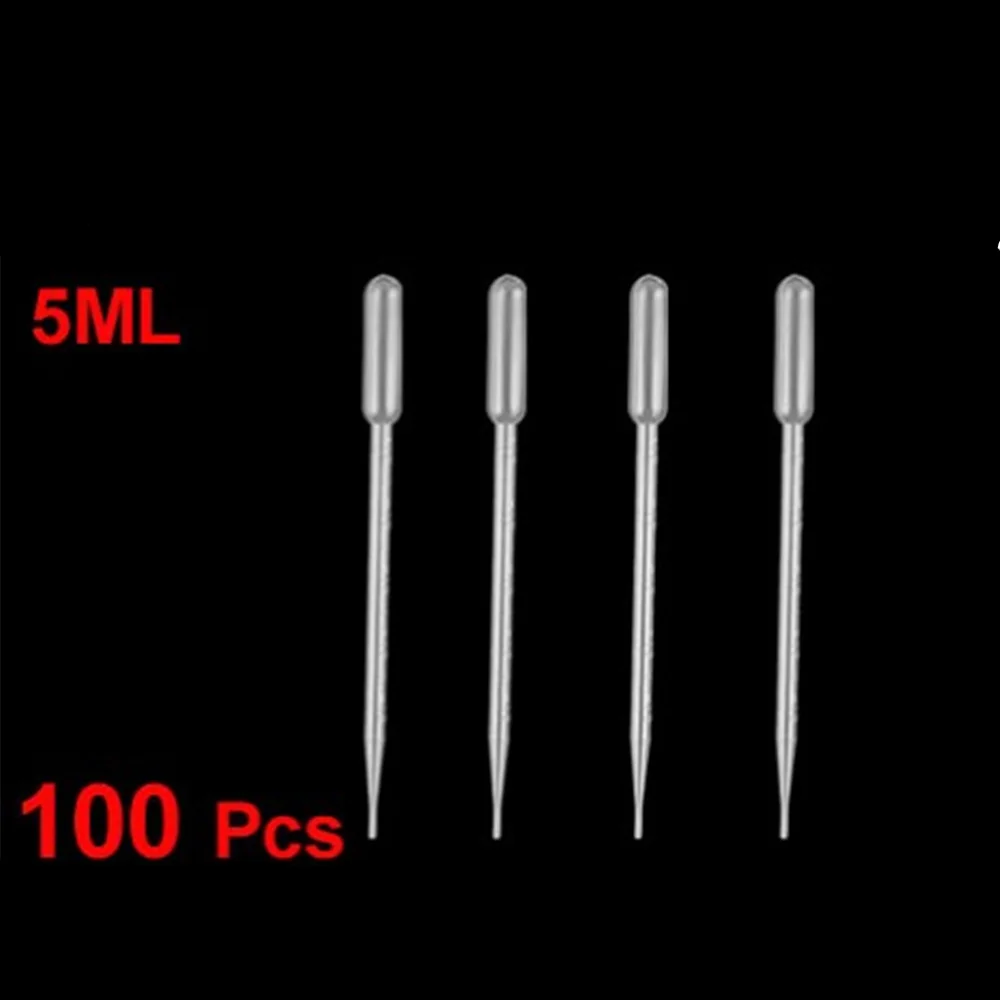 100Pcs Plastic Disposable Graduated Transfer Pipettes Eye Dropper 5ML