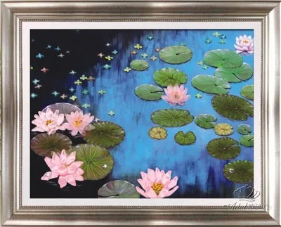 Chinese Needlework,DIY Ribbon Cross stitch Sets for Embroidery kit, Lake Lotus flowers bands embroidery wall wedding gift decor