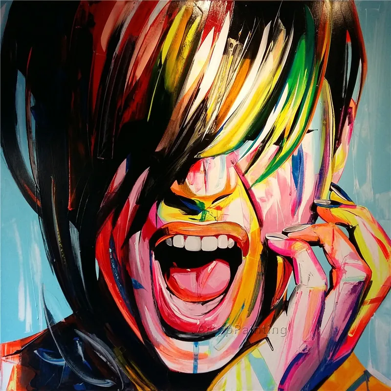 

Face oil painting francoise Nielly style canvas painting caudros decoracion quadro wall art picture Palette knife Impasto figure