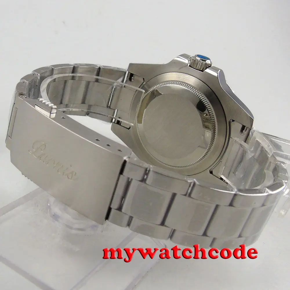 40mm Parnis mechaniczne zegarki czarny czerwony ceramiczny Bezel czarna tarcza GMT szafirowe szkło automatyczny męski zegarek Relogio Masculino