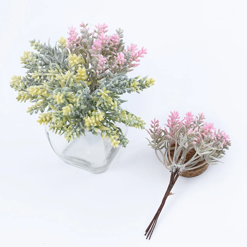 Artificial Plants Tree Plastic Grass Christmas Scrapbook Flowers Room Home Decor Wedding Party Fake Plants Diy Gifts Box Wreath