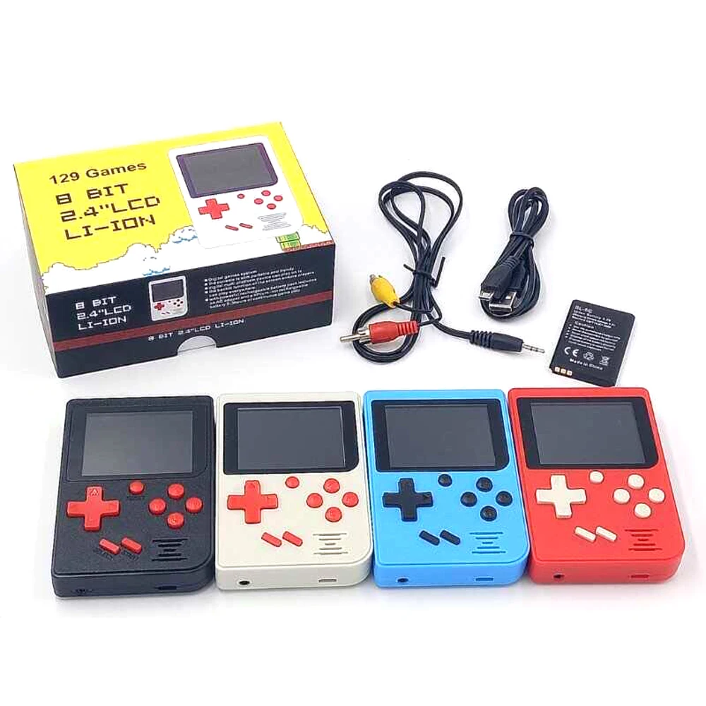 

10PCS Handheld Retro mini game console built in 129 in 1 retro 8 bit games AV out Game console best gift Portable for kids