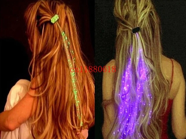 

100pcs/lot DHL Free Shipping Wholesale Luminous Light Up LED Hair Flash Braid Hair Glow Decoration Event Party Supplies