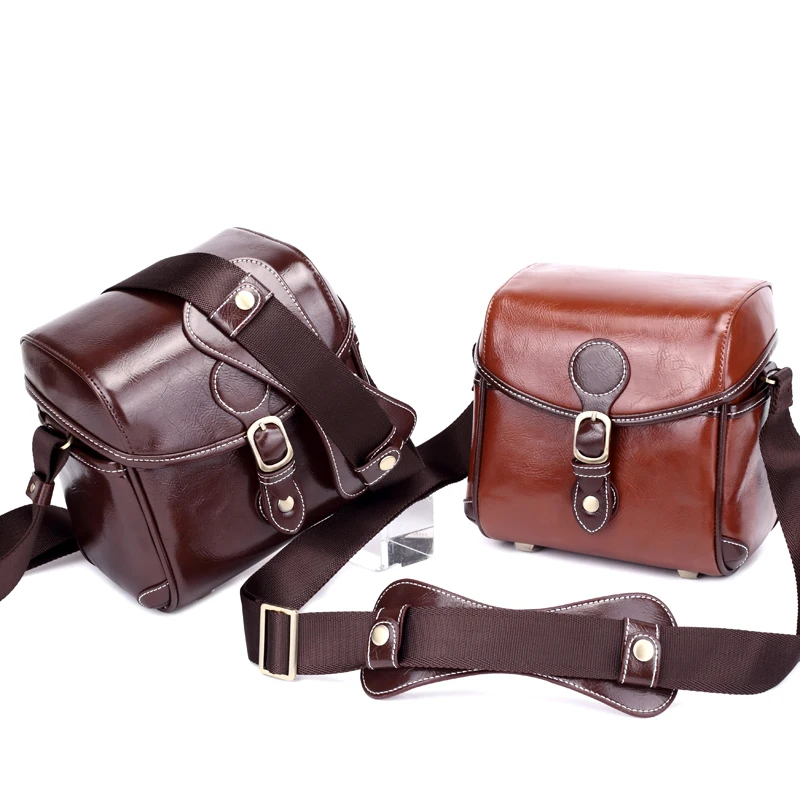 Photography PU leather Retro Camera DV Bag for Canon Nikon Sony Samsung JVC fashion Waterproof Vintage Bags