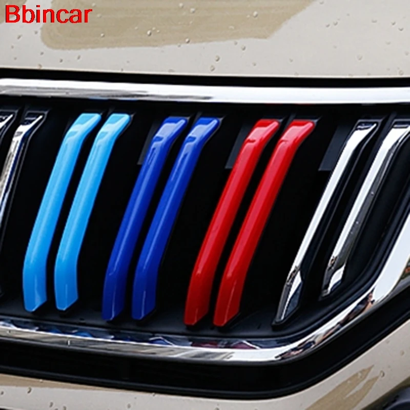 Bbincar For Skoda Kodiaq 2016 2017 2018 Front Grille Three Color Modified Reflective Sticker Cover Trim Exterior Accessories ABS