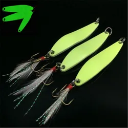 1 pz 5g 7g 10g 13g pesca luminosa Spinner cucchiaio richiamo esca dura con piuma per Bass esche marine Wobbles accessori da pesca