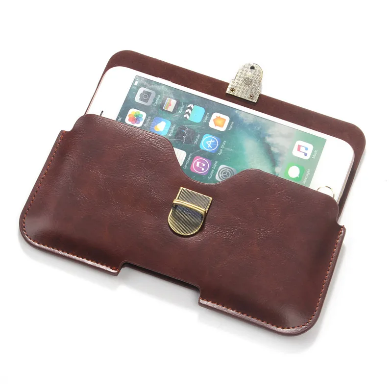 Universal Slim 4.7-6.3'' Phone Pouch Case For iPhone Samsung Huawei Xiaomi oneplus Cover Flip Holster Belt PU Leather Waist Bag