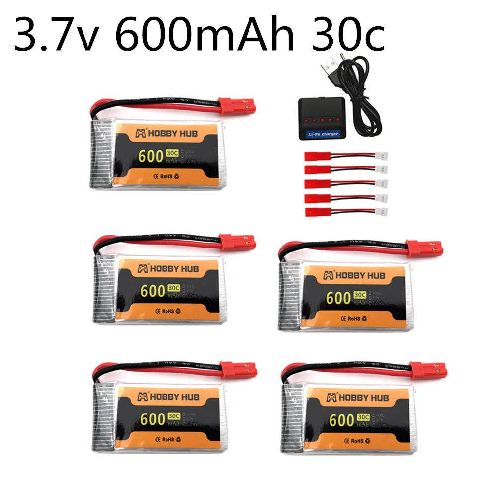 แบตเตอรี่ Lipo 3.7 V 600mAh 802540 พร้อมปลั๊ก JST สำหรับ 1315S HJ819 HJ818 509W DFDF161 X400 X500 x800 RC Quadcopter Drone อะไหล่