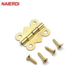 10pcs NAIERDI Mini Butterfly Jewellery Box Hinges Bronze/Silver/Gold Cabinet Drawer Decorate Box Hinge For Furniture Hardware