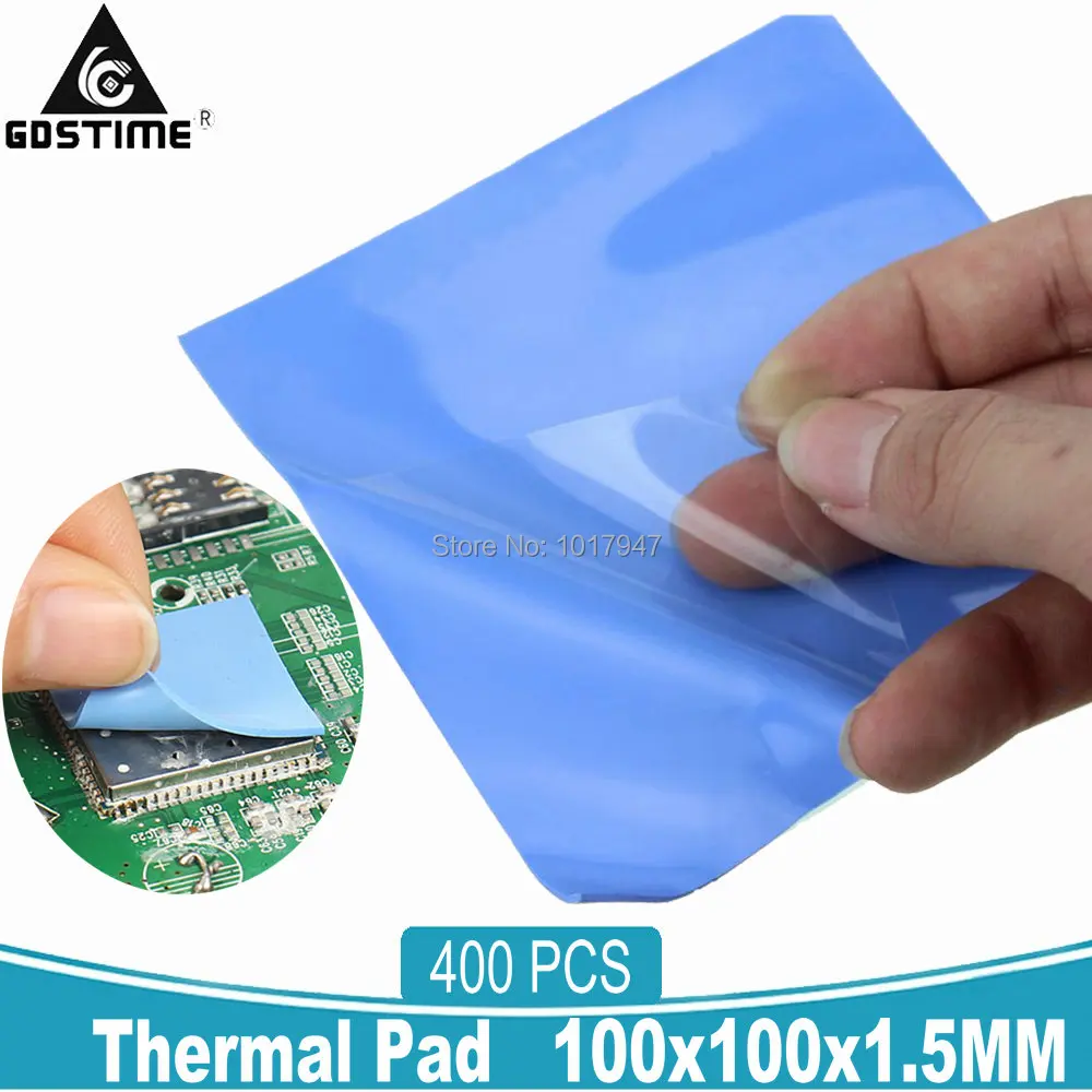 

400PCS Gdstime CPU Thermal Pad 1.5MM GPU IC Heatsink Cooling Conductive Silicone Pad 100x100x1.5MM