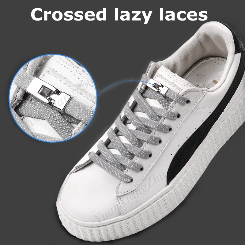 1 Second Quick No Tie Shoelaces Elastic Cross buckle ShoeLaces Kids Adult Unisex Sneakers Shoelace Lazy Laces Strings