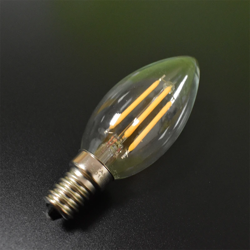 Toika 50 pcs/lot E14 LED candle Bulb Filament Cahaya Kaca Bulb Lampu 2 W 4 W Candle Light Lampu CRI 85 360 Derajat