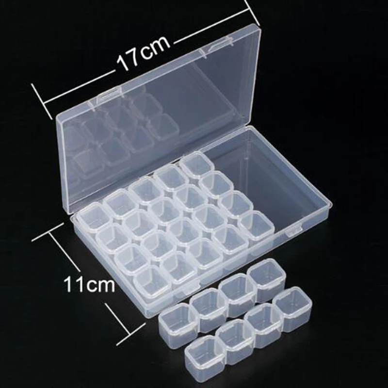 2pcs/set 28 Slots diamond painting Box Accessories Clear plastic Beads Display Storage Boxes diamond Embroidery tools Accessory