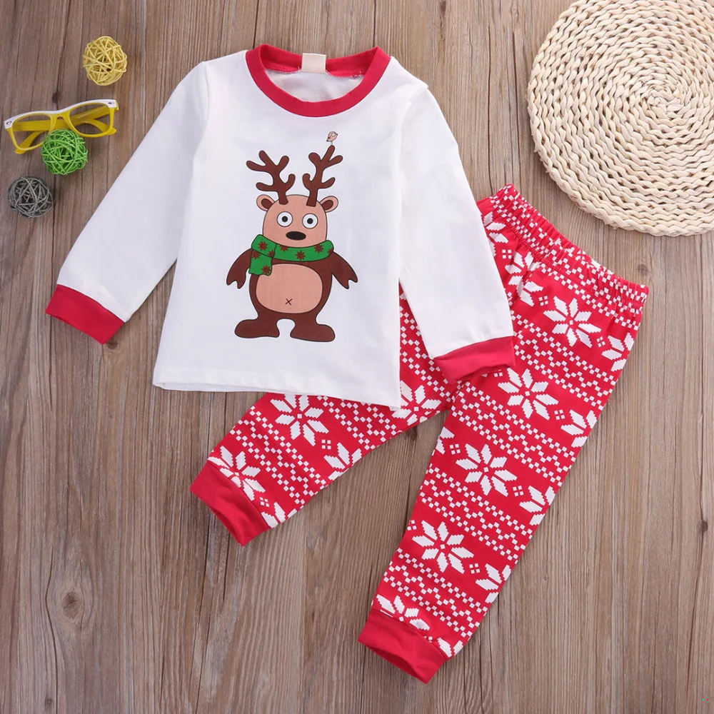 

Wholesale Cute Kids Cotton Christmas Clothe Sets Baby Girl Boy Autumn Long Sleeve Tops Casual Pants Outfits Costume TZ16