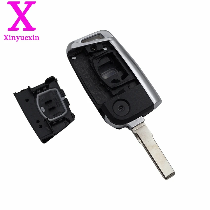 Xinyuexin Folding Remote Key Shell FOB Case for VW Golf 7 for Skoda Octavia A7 Flip 3Button Flip Key Cover for Golf MK7 No Logo