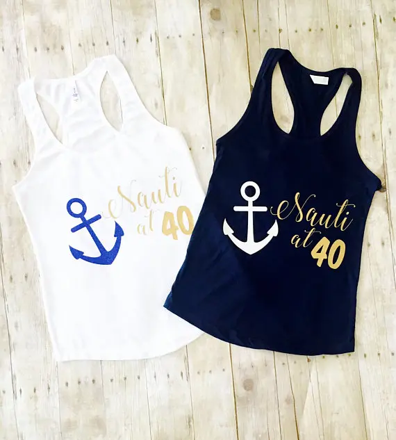 personalize number nautical birthday Let's get Nauti Tank tops singlets tanks t shirts Bachelorette gift bridal party favors