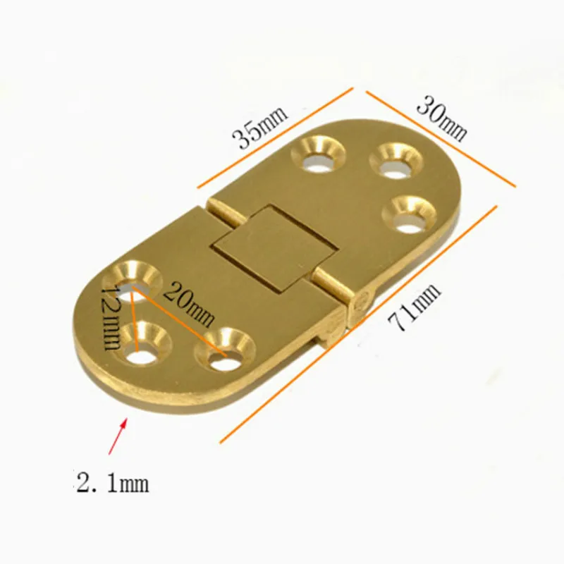 1 Pcs/set 180 Degree Copper Flap Hinge Flip Concealed Round Table Hinge Folding Table Copper Hinge Furniture Hardware 70*30mm