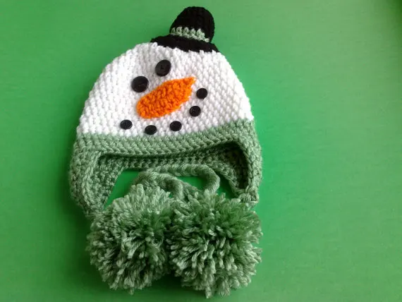 

Special price - Lovely Cartoon handmade Crochet snowman hat , Baby Christmas Hat ,100% cotton snowman baby hat caps Photo Prop