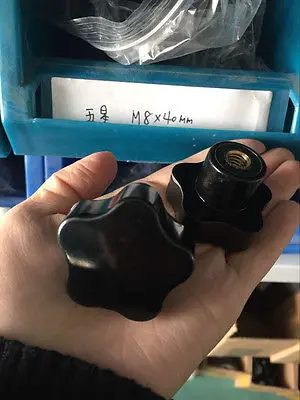 5pcs 8 millimetri Dia Filettatura Femmina Star Manopola di Ricambio Nero 40 millimetri Testa Dia