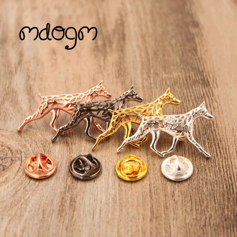 Mdogm Doberman Brooches And Pins  Jewelry Suit Cute Funny Metal Small Father Collar Badges Gift For Male Men B022