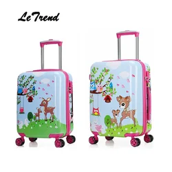 Letrend New 19'20' Cute Cartoon Suitcases Wheel Kids Dinosaur Rolling Luggage Spinner Trolley Children Travel Bag Student