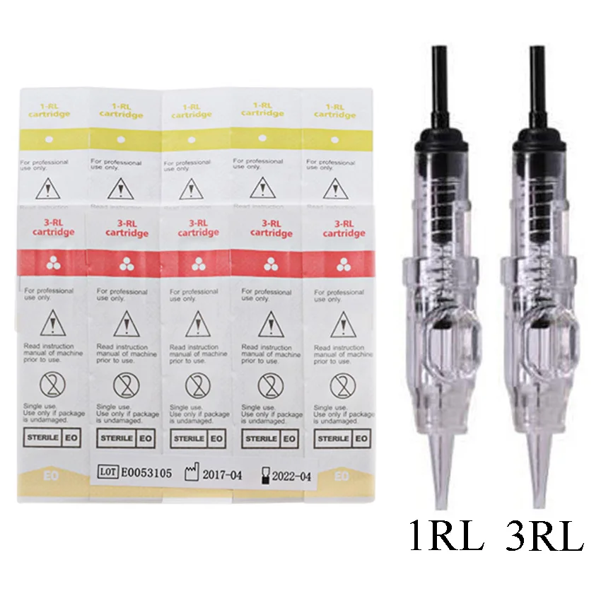 Tattoo Cartridge Needles 1RL 3RL 5RL Sterile Permanent Makeup Eyebrow Lip Eyeliner Microblading Needle Tips Disposable Supplies