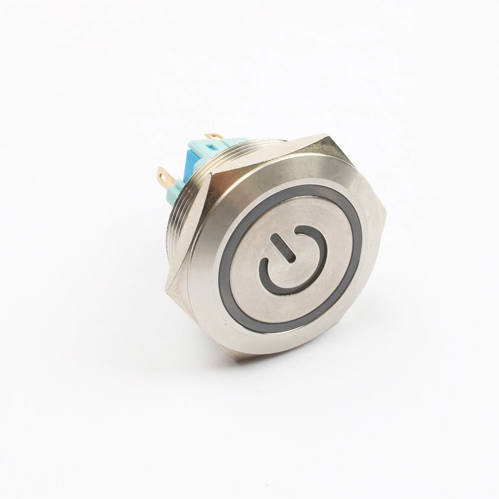30Mm Rvs Metalen Drukknop Plat Ronde Momentary Power Ring Mark 6 Pin Auto Schakelaars Reset Vergrendeling fixatie