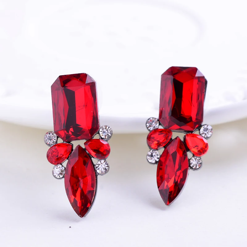 High Quality Fashion Classic Shiny Crystal Christmas Party 8 Colors Stud Earrings For Women And Girls Gift 2019 New