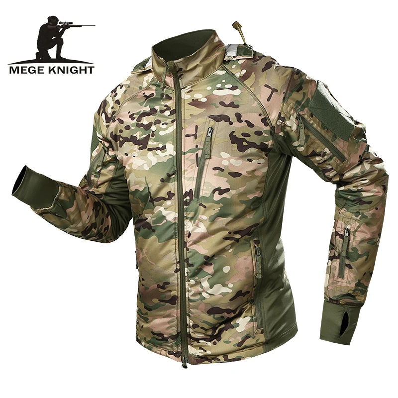 MEGE Men\'s Waterproof Tactical Jacket Men Warm Windbreaker Bomber Jacket Hooded Coat chaqueta hombre