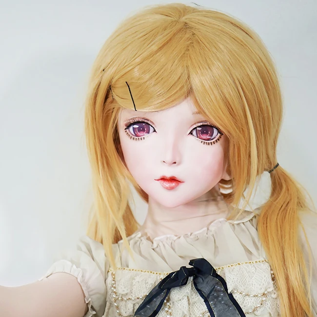 (KM104) Handmade Female Resin Crossdress Pretty Girl Full Head Lolita BJD Doll Mask Cosplay Kigurumi Mask Crossdresse