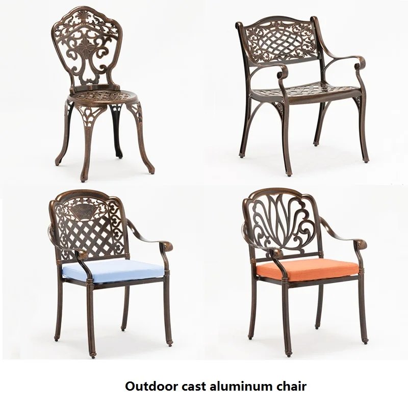 Outdoor Balcony Cast Aluminum Chairs, Indoor Garden Lounge Chair