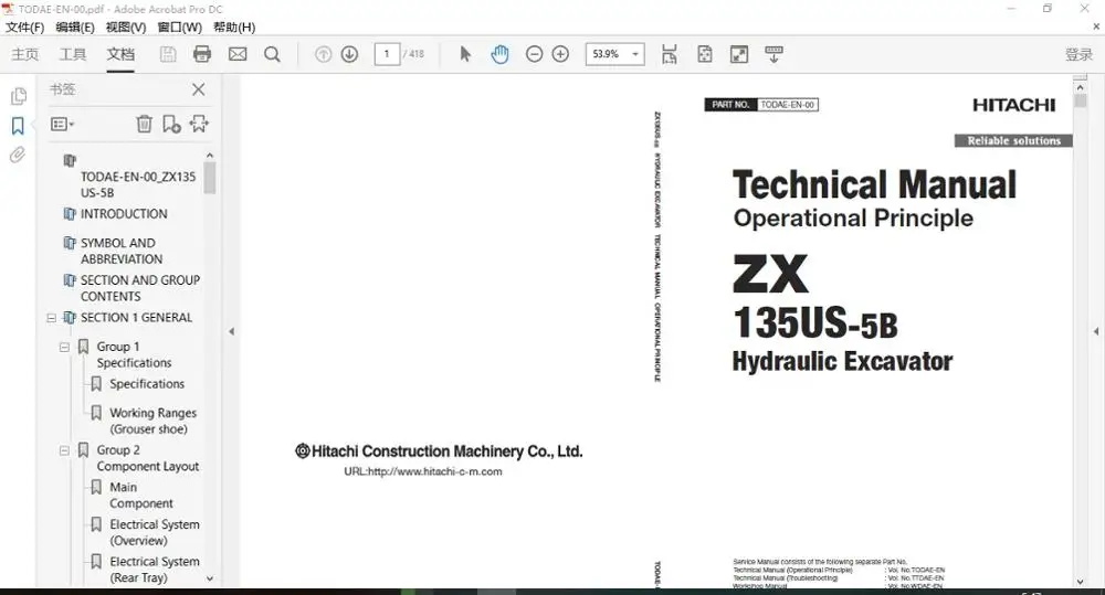 Hitachi Excavator and Wheeled Loader Shop manuals, circuit diagrams, technical manuals