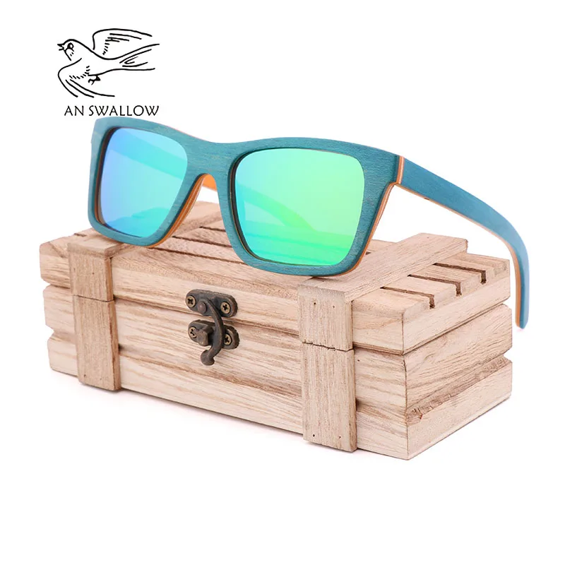 Classic Fashion Ladies Wooden Sunglasses 2023 New Skateboard Wood Glasses Polarized TAC Lens UV400 Bamboo Sunglasses