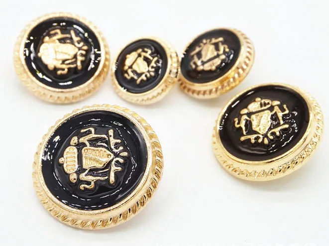 DIY Fashion 10pcs/lot black enamel gold buttons high quality plane buttons for overcoat Windbreaker sew accessories