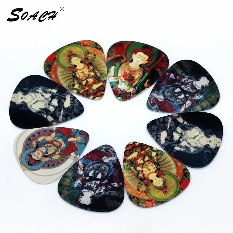 SOACH 10pcs/Lot 0.71mm thickness guitar strap guitar parts Chinese Buddhism Buddha design guitar picks