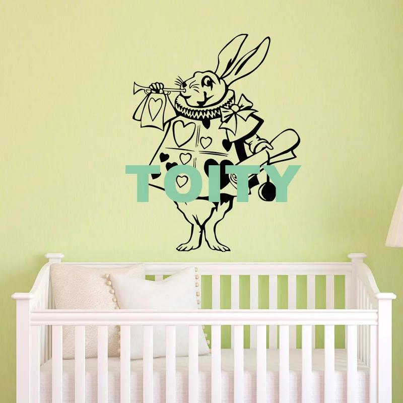Alice In Wonderland Wall Sticker Tea Time Vinyl Decal Rabbit Mad Hatter Decor Cheshire Cat Poster Nursery Mural image 3