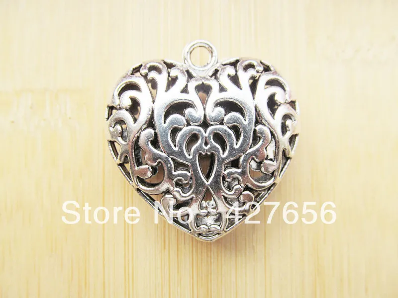 2pcs 35mm AAAAA Quality Antique Silver tone Filigree Hollow Heart Pendant Charm,The Vampire Diaries Caroline Forbes's Charm