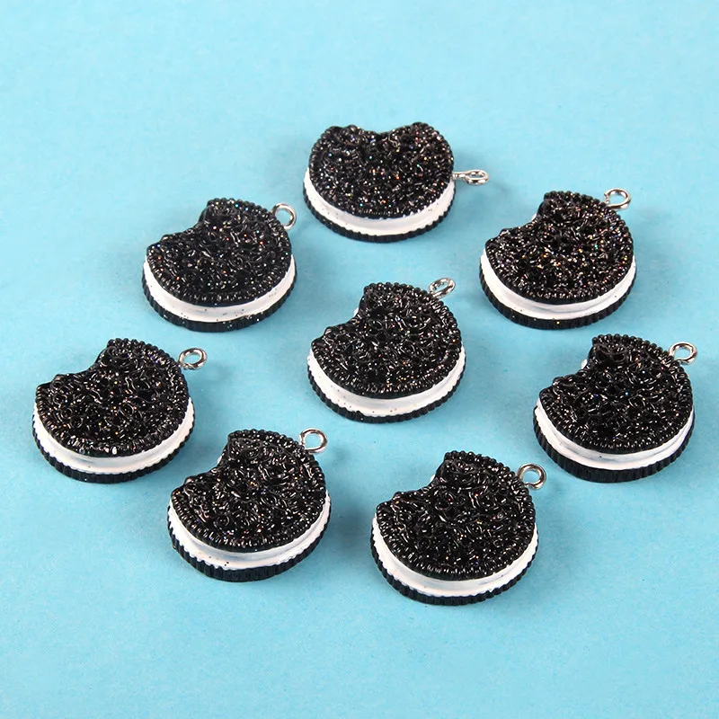Miniature Oreo Biscuits Pendant DIY Necklace Bracelet Best Friend Lady Men BFF Gift Food Friendship Jewelry