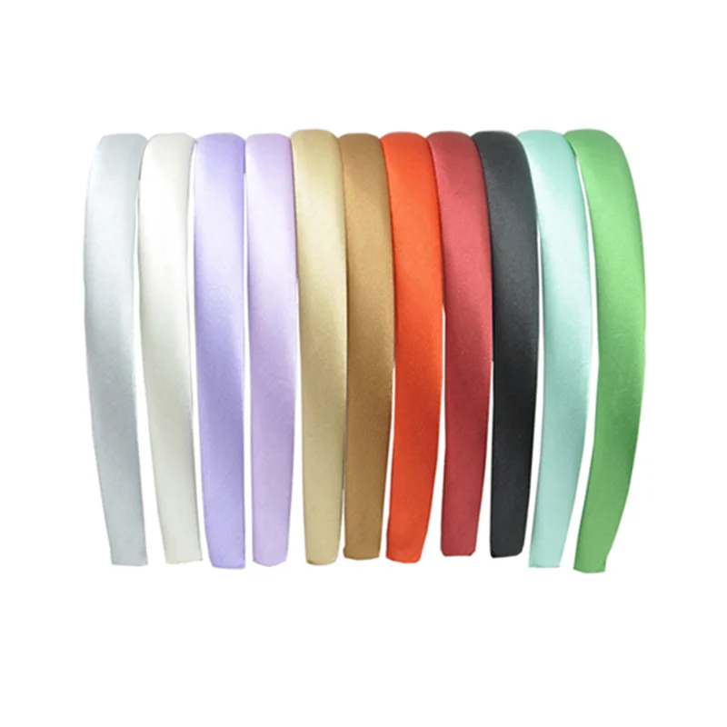 24 pz/lotto 15mm 24 colori tessuto di raso rivestito in resina Hairband all'ingrosso adulto bambini fascia ragazze fai da te accessori per capelli Loop