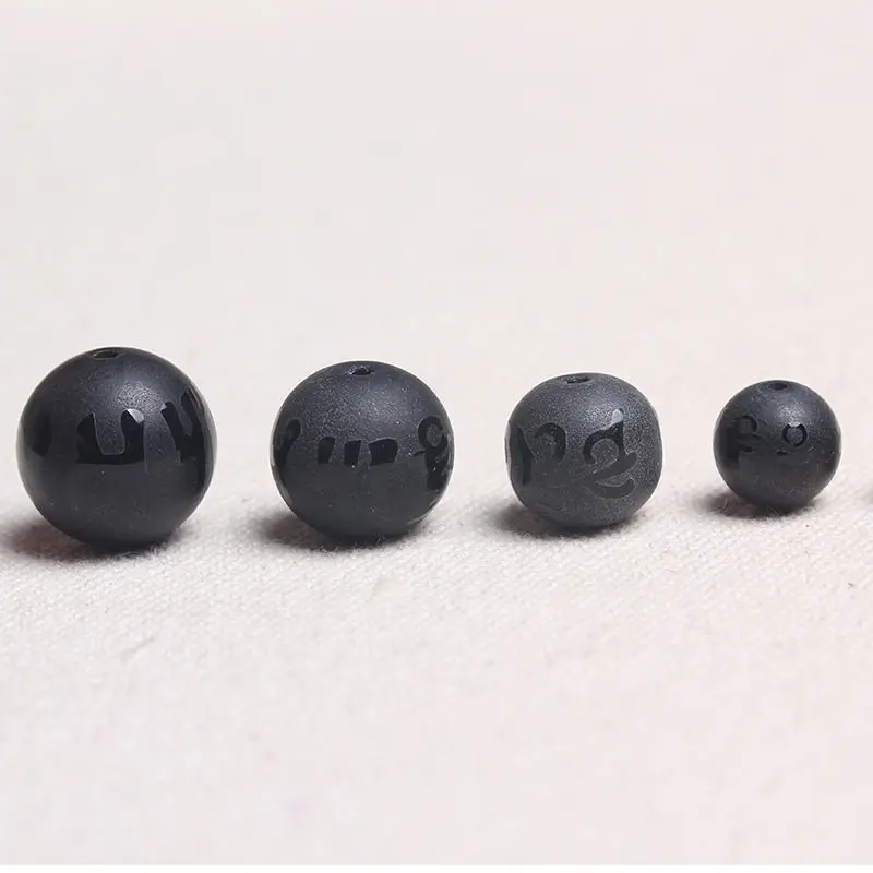 10Beads Tibetan Mantras Beads Black Carnelian Frosted Round beads 6/8/10/12/14/16mm OM MANI PAD ME HUM TSB0196