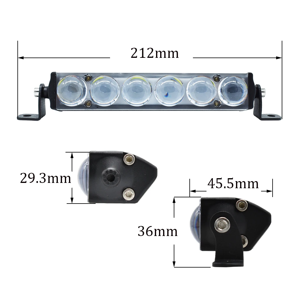 Barre lumineuse Led ultramince à une rangée, pour SUV tout-terrain, camion, remorque, Train, 7 pouces, 30W, 20 pouces, 90W, 12V, 6000K, 1 pièce