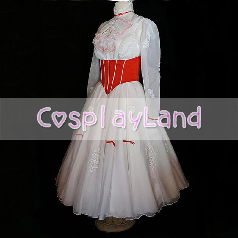 Cospaly Costume Princess Dress Adult Women Custom Made with Red Satin Corset White Wedding Party Dress