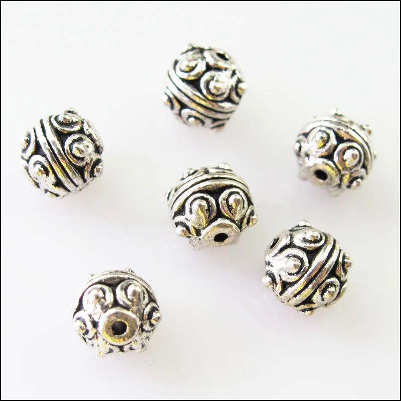 20Pcs Tibetan Silver Round Ball Spacer Beads Charms 7.5mm