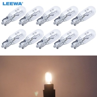 LEEWA 10pcs Warm White Car T6.5 12V 3W Wedge Halogen Bulb External Halogen Lamp Replacement Dashboard Bulb Light #CA1316