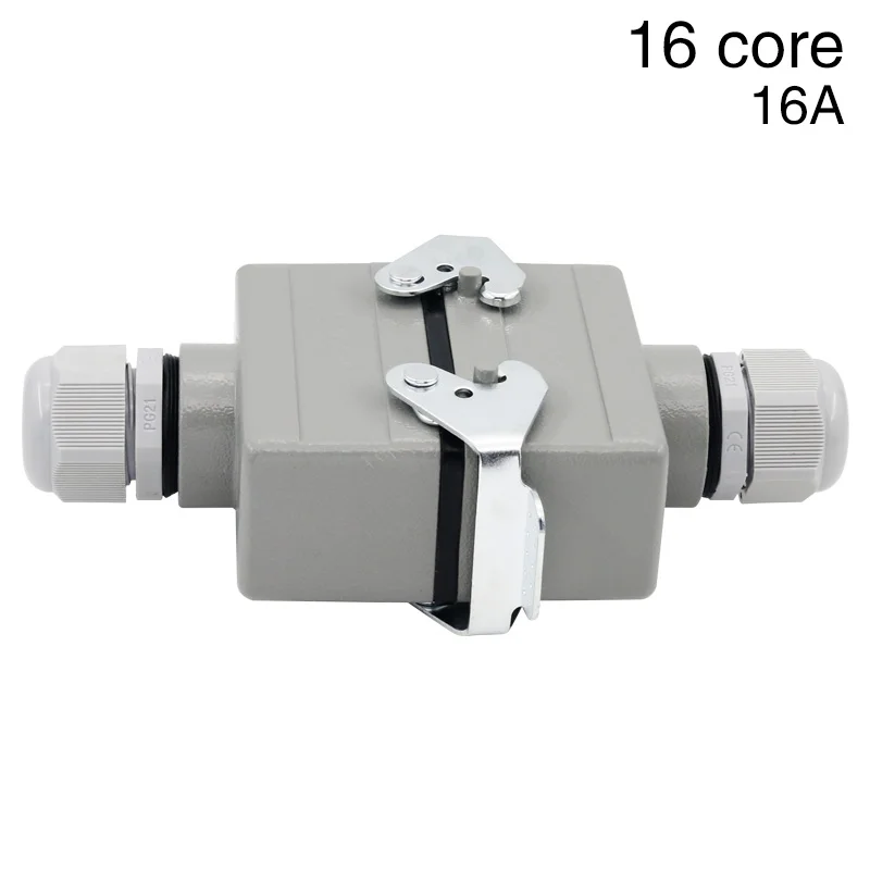 WZAZDQ HDC-HE-016-Ⅵ Rectangular Heavy Duty Connector 16 Core Butt Industrial Waterproof Aviation Socket Plug 500V 16A