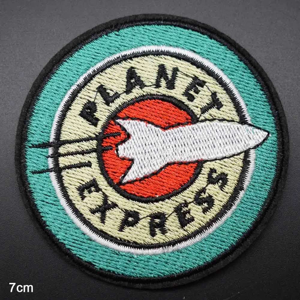 Planet Express Space Theme UFO Iron on Lovely Embroidered Cloth Patch For Girls Boys Clothes Stickers Apparel Garment